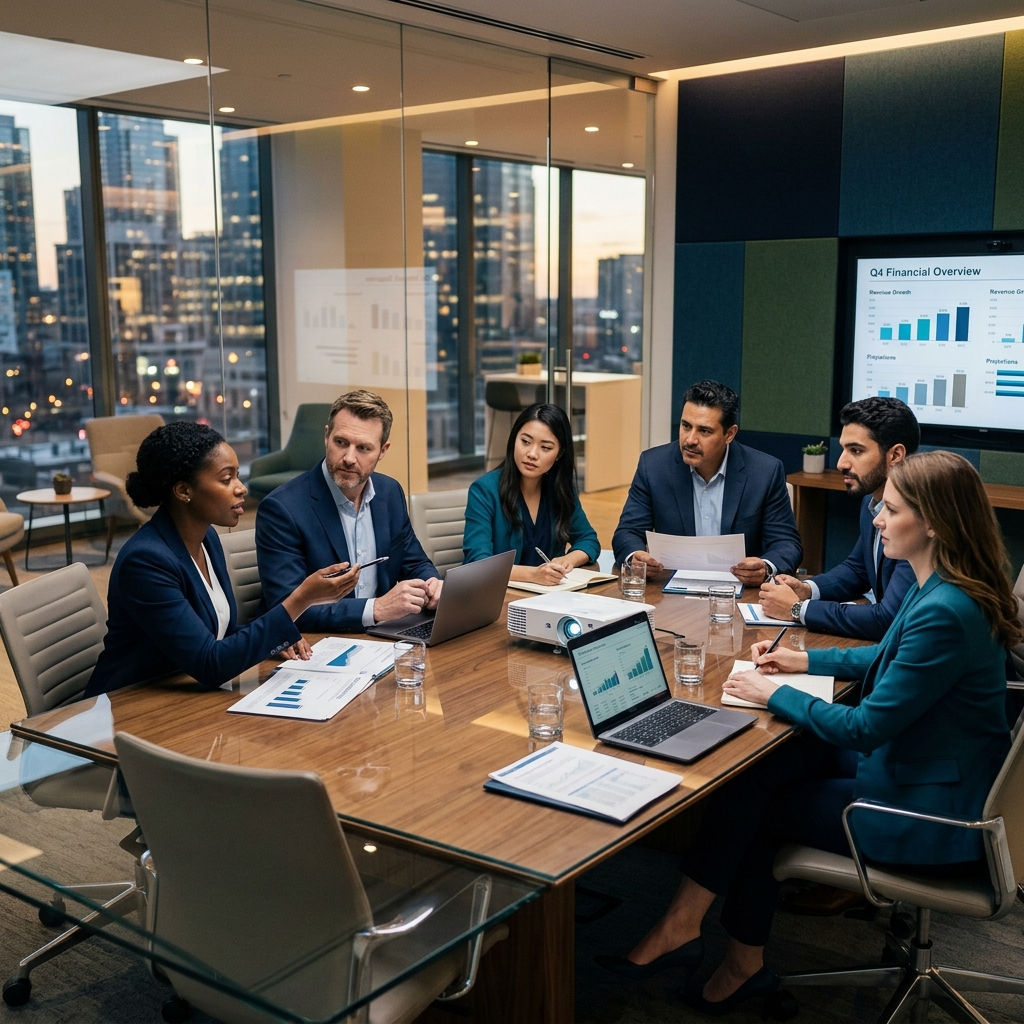Corporate finance team meeting